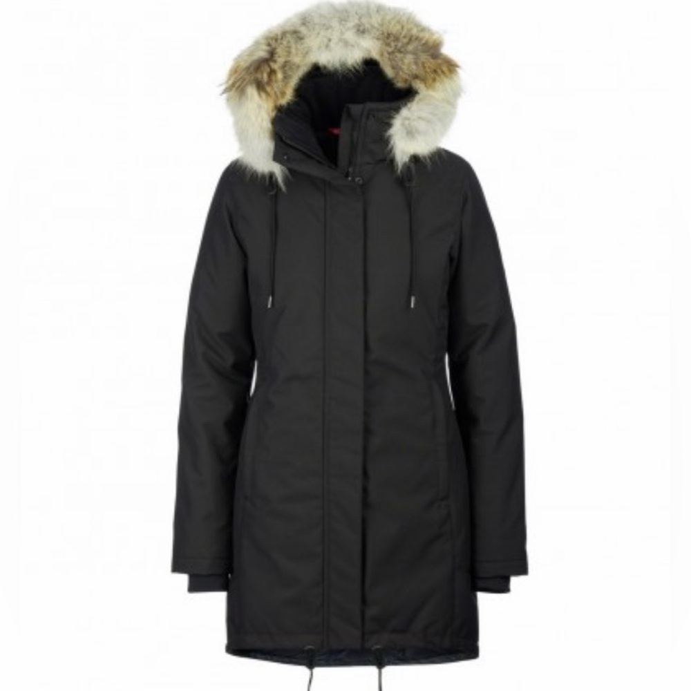 Women's Black Fur-Trim Parka Jacket